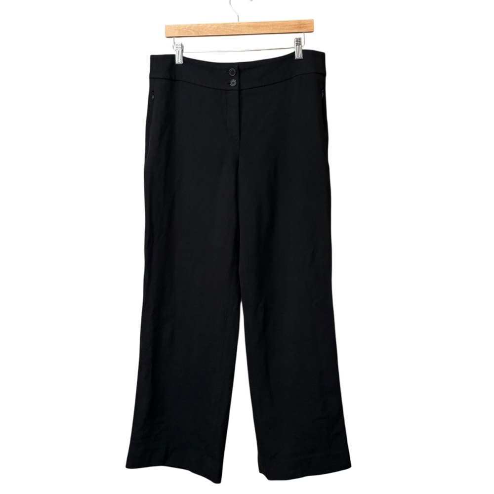 AKRIS Punto Black 100% Wool wide Leg Zipped‎ Pockets Dress Pants Size 12
